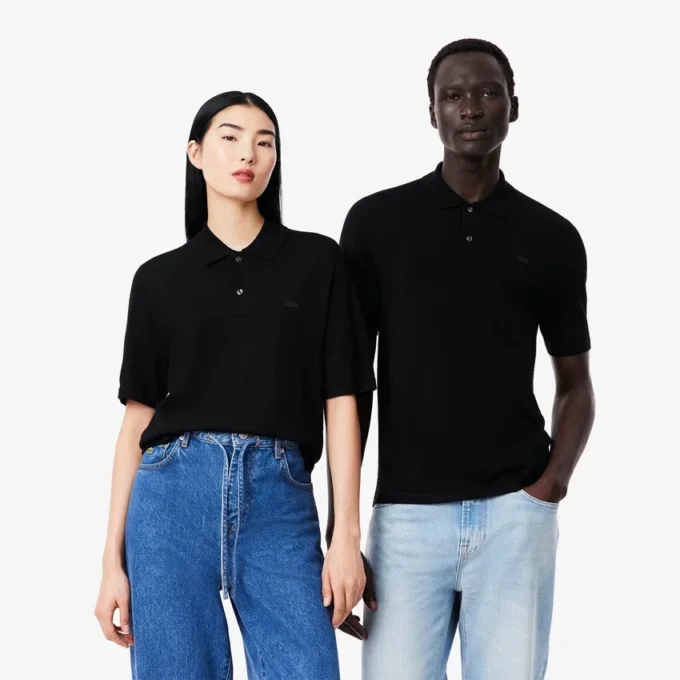 Camisola polo unissexo de manga curta em lã merino