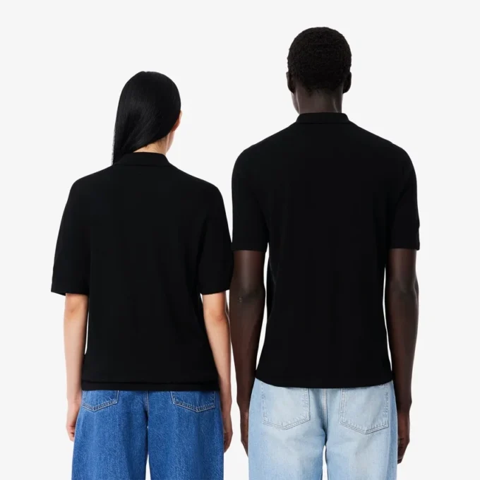 Camisola polo unissexo de manga curta em lã merino