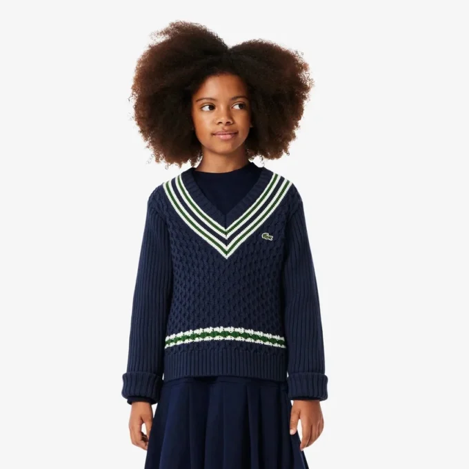 Camisola sem mangas com decote em V em algodão para meninas