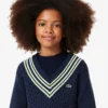 Camisola sem mangas com decote em V em algodão para meninas