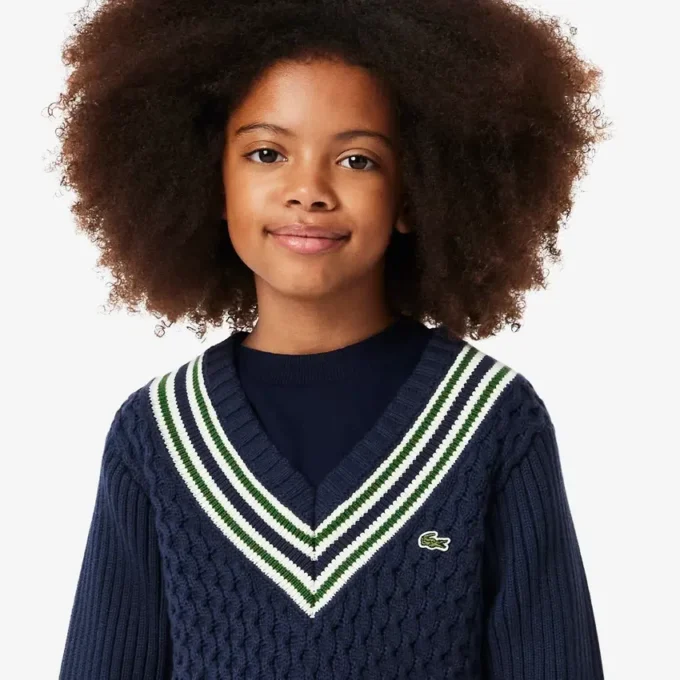 Camisola sem mangas com decote em V em algodão para meninas