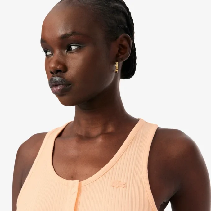 Camisola sem mangas de algodão canelado com corte justo