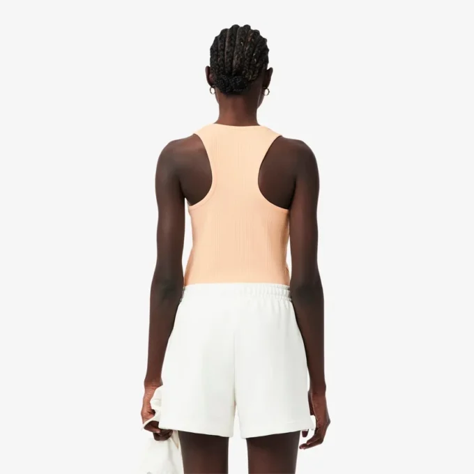 Camisola sem mangas de algodão canelado com corte justo