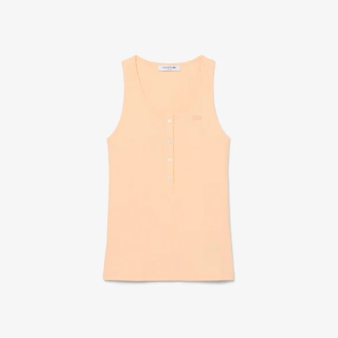 Camisola sem mangas de algodão canelado com corte justo