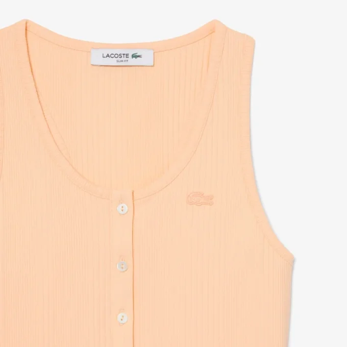 Camisola sem mangas de algodão canelado com corte justo