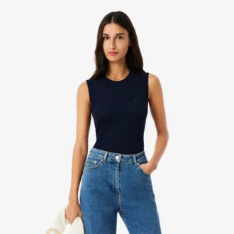 Camisola sem mangas em malha 3D de lã merino