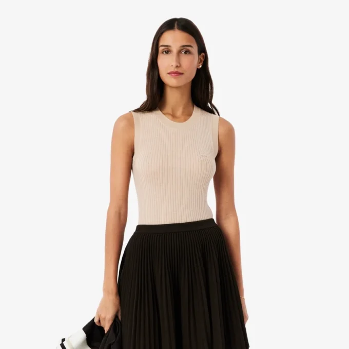 Camisola sem mangas em malha 3D de lã merino