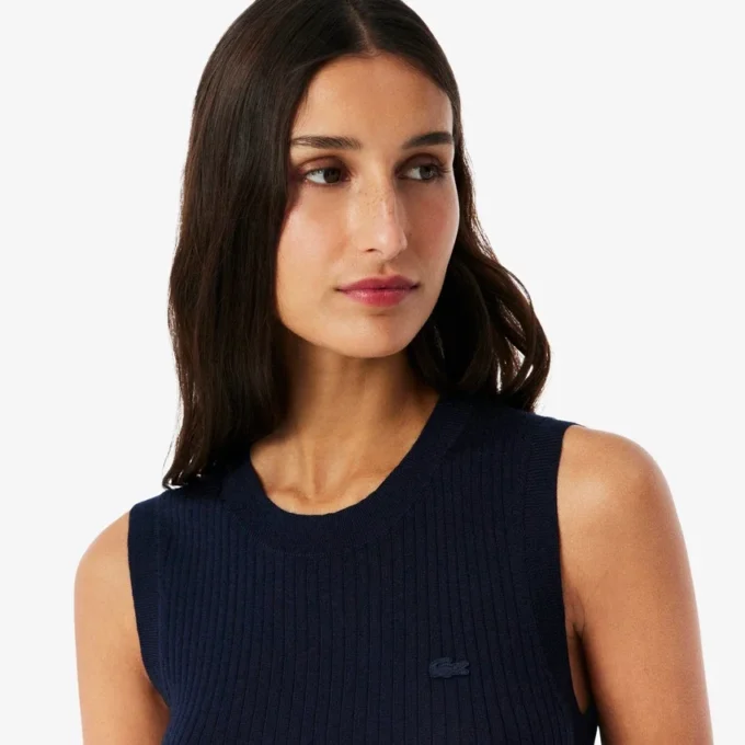 Camisola sem mangas em malha 3D de lã merino