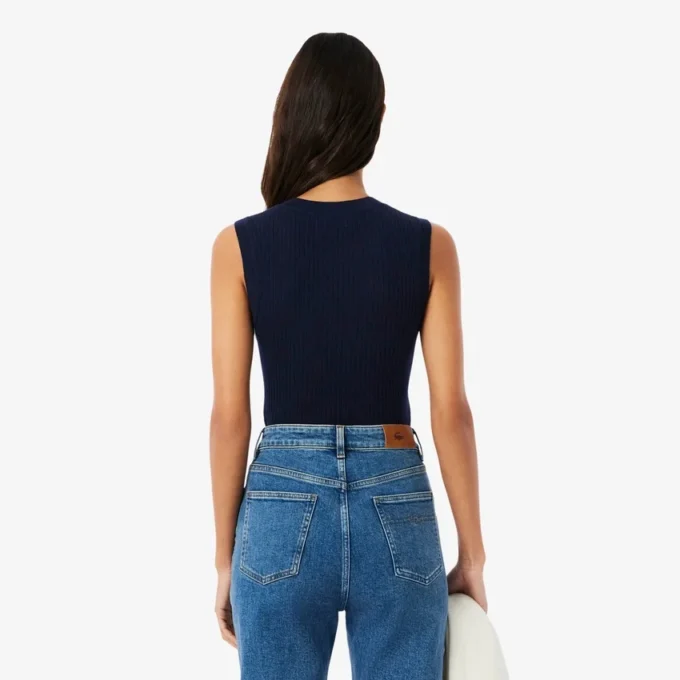 Camisola sem mangas em malha 3D de lã merino