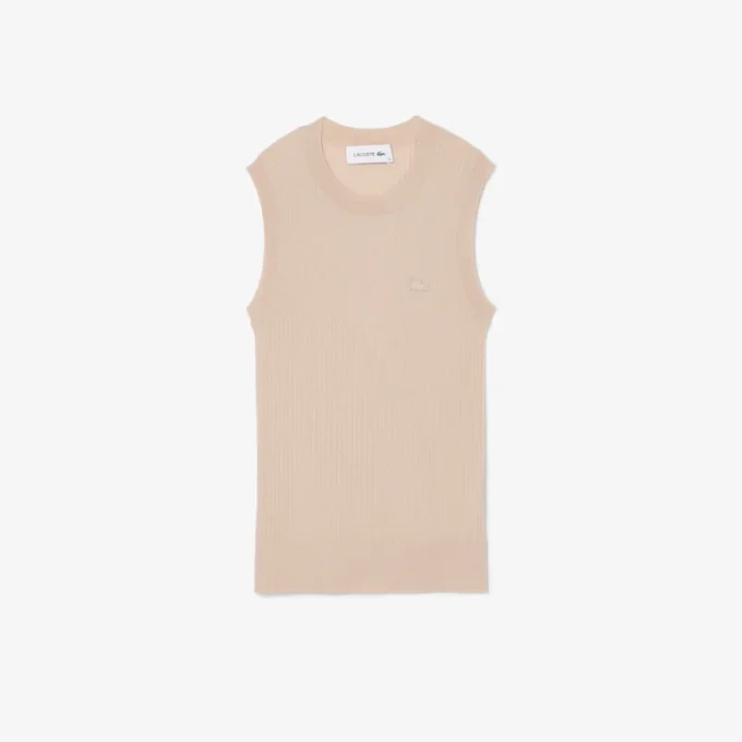 Camisola sem mangas em malha 3D de lã merino