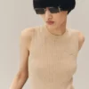 Camisola sem mangas em malha 3D de lã merino