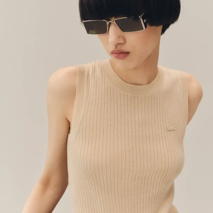 Camisola sem mangas em malha 3D de lã merino