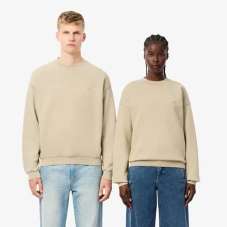 Camisola unissexo de malha polar com efeito lavado e corte largo