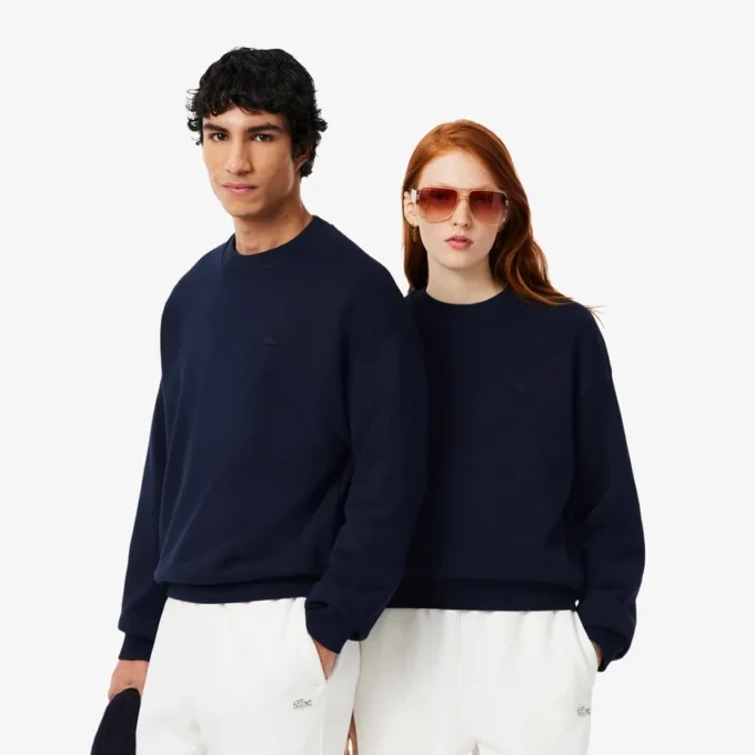Camisola unissexo de malha polar grossa com corte largo