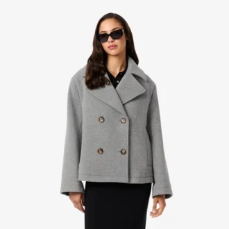 Casaco curto oversized de mistura de lã para mulher