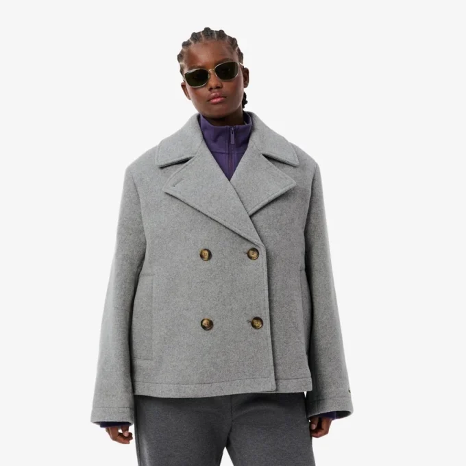 Casaco curto oversized de mistura de lã para mulher
