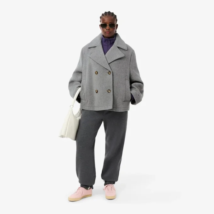 Casaco curto oversized de mistura de lã para mulher