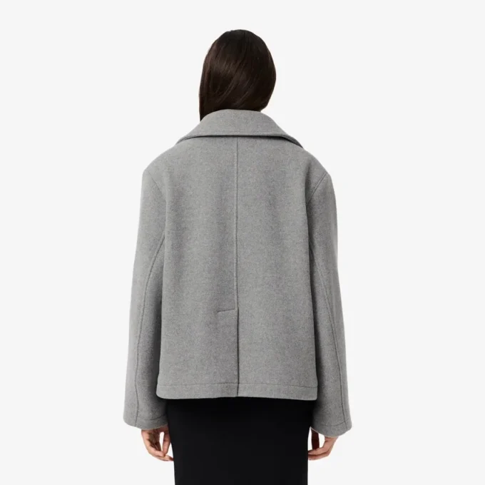 Casaco curto oversized de mistura de lã para mulher