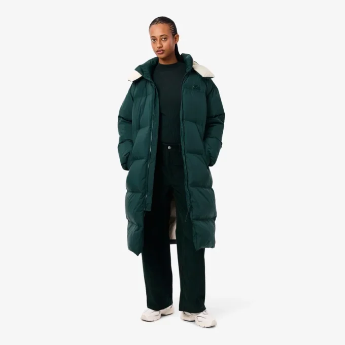 Casaco de penas longo oversized para mulher