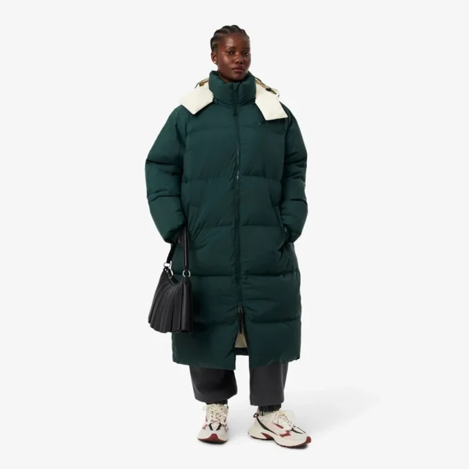 Casaco de penas longo oversized para mulher