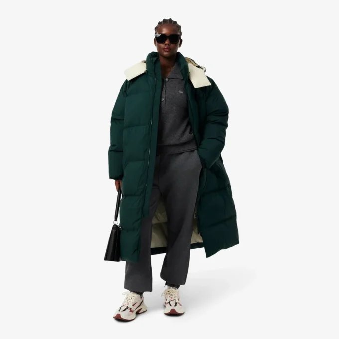 Casaco de penas longo oversized para mulher