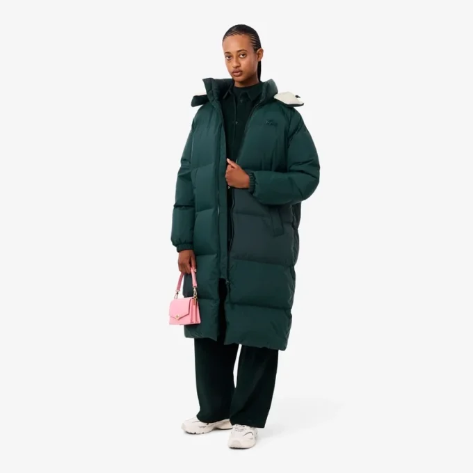 Casaco de penas longo oversized para mulher
