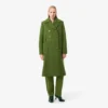 Casaco Pea Coat de lã slub comprido da passerelle