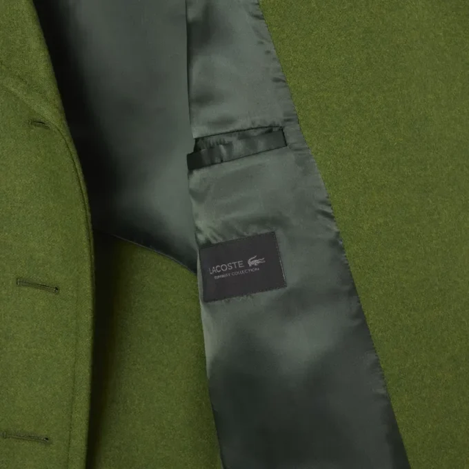 Casaco Pea Coat de lã slub comprido da passerelle