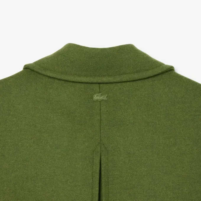 Casaco Pea Coat de lã slub comprido da passerelle