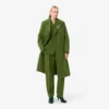 Casaco Pea Coat de lã slub comprido da passerelle
