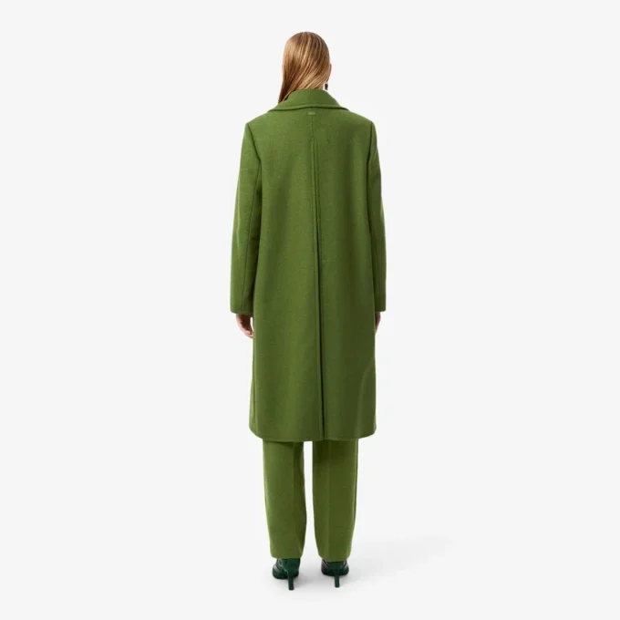 Casaco Pea Coat de lã slub comprido da passerelle