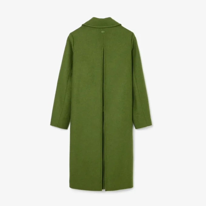 Casaco Pea Coat de lã slub comprido da passerelle