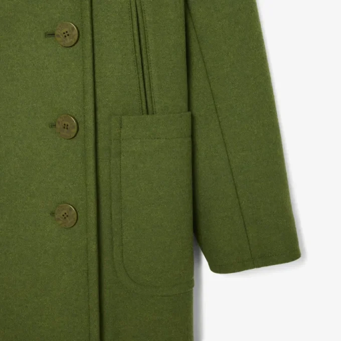 Casaco Pea Coat de lã slub comprido da passerelle