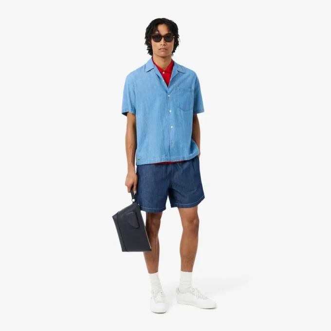Clutch em pele granulada Lacoste Club