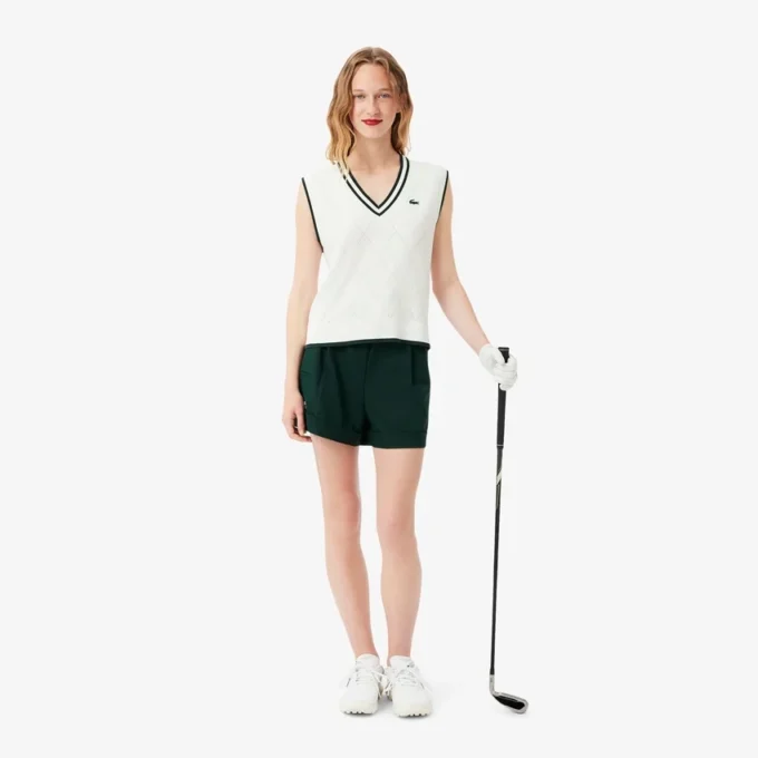 Colete de malha elástica de golfe para mulher
