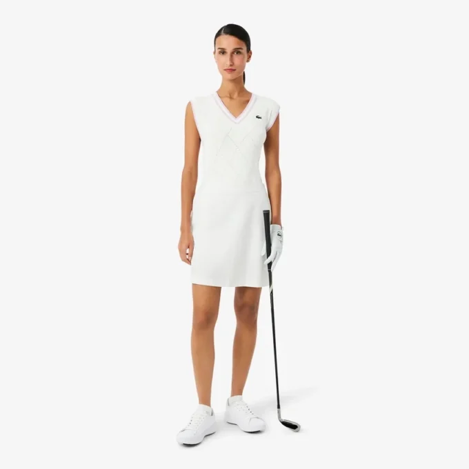 Colete de malha elástica de golfe para mulher