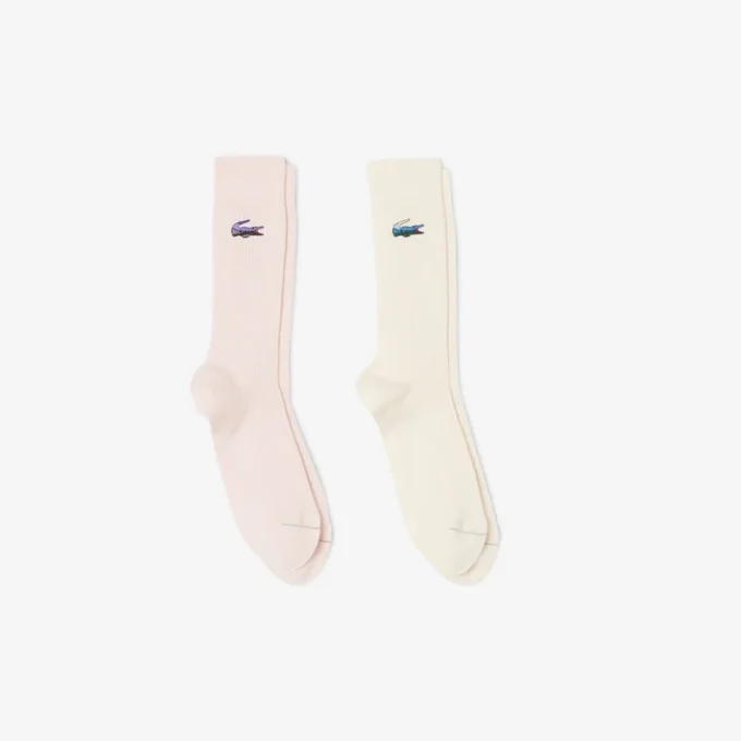 Conjunto de 2 pares de meias de algodão unissexo