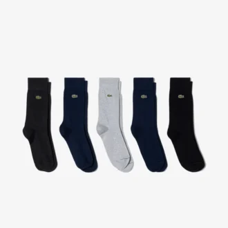 Conjunto de 5 pares de meias de algodão unissexo