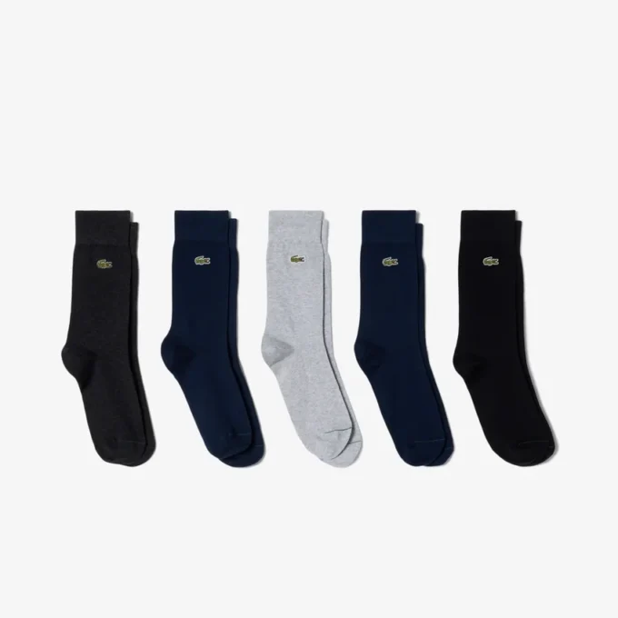 Conjunto de 5 pares de meias de algodão unissexo