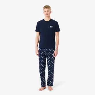 Conjunto de pijama de algodão com estampado de crocodilo