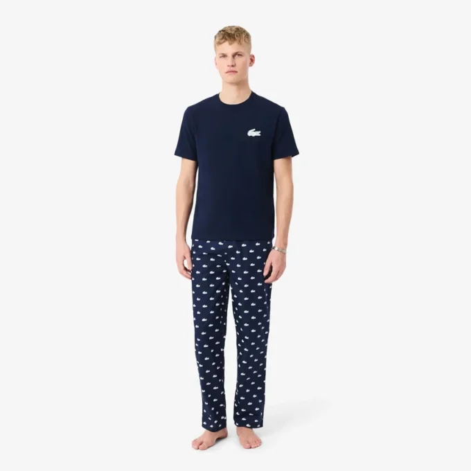 Conjunto de pijama de algodão com estampado de crocodilo