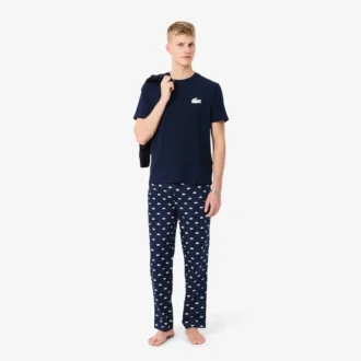 Conjunto de pijama de algodão com estampado de crocodilo