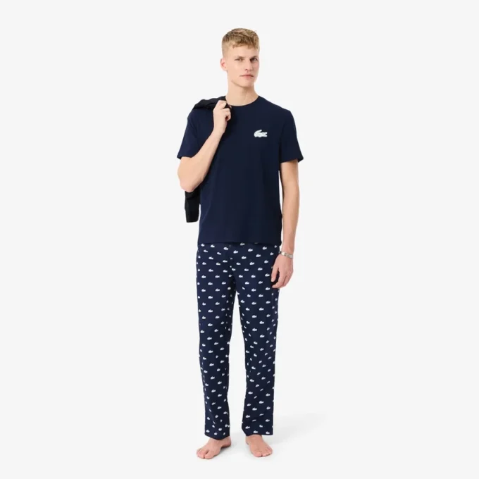 Conjunto de pijama de algodão com estampado de crocodilo
