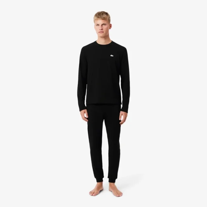 Conjunto de pijama masculino com cintura prateada