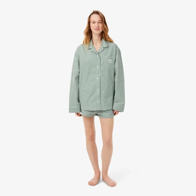 Conjunto de pijama oversized em popeline às riscas