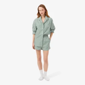 Conjunto de pijama oversized em popeline às riscas