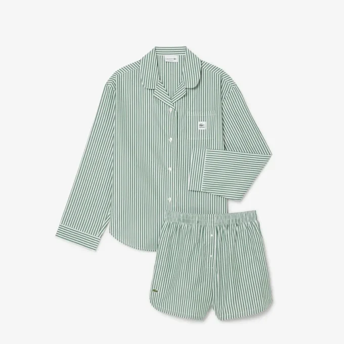 Conjunto de pijama oversized em popeline às riscas