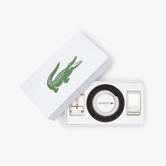 Conjunto de presente com cinto de couro liso e fivela
