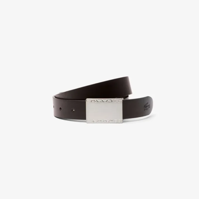 Conjunto de presente com cinto de couro liso e fivela