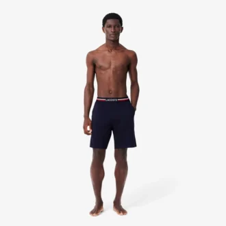 Cueca boxer comprida com cintura às riscas para homem